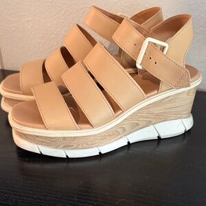 Sorel Tan Leather Wedge Sandals